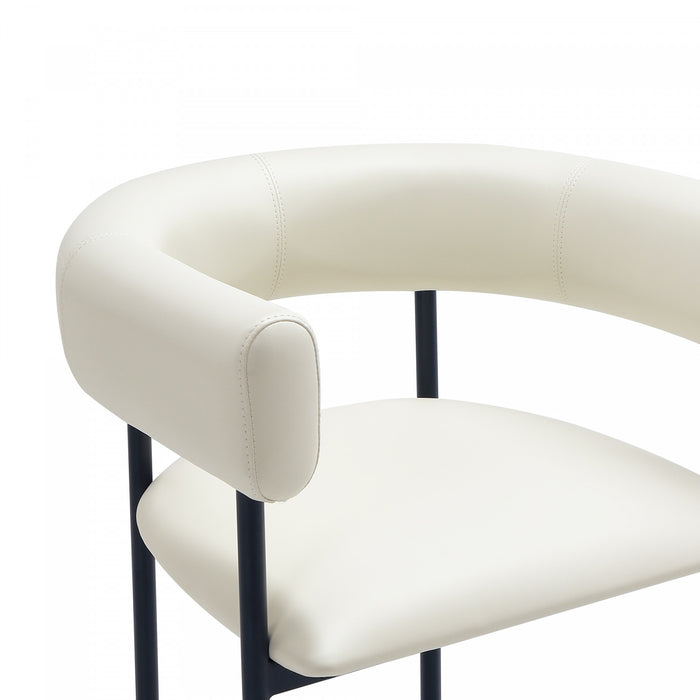 Onda Contemporary Vegan Leather Metal Counter Stool in Ivory