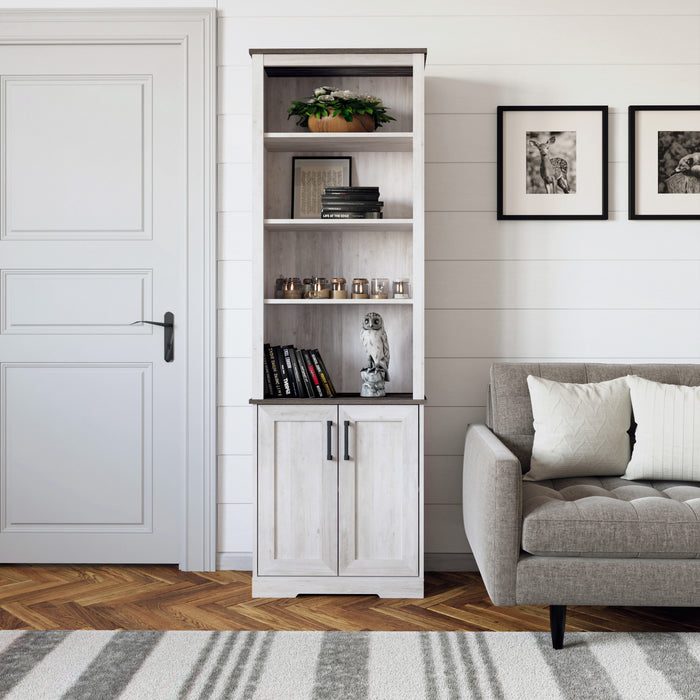 Prepac Rustic Ridge Bookcase - Washed White