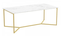 44” Coffee Table – Marble With Gold Metal 