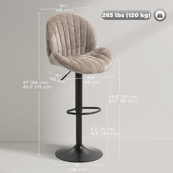 HOMCOM Bar Stools Set of 2, Swivel Counter Height Barstools with Back