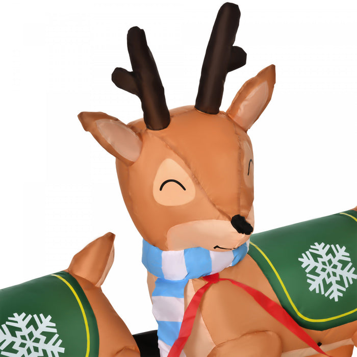 Homcom 4.5ft Santa In Sledge Reindeer Inflatable Christmas Decoration