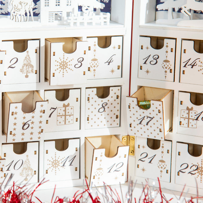 Homcom 24 Days Wooden Christmas Advent Calendar Book For Kid Adult