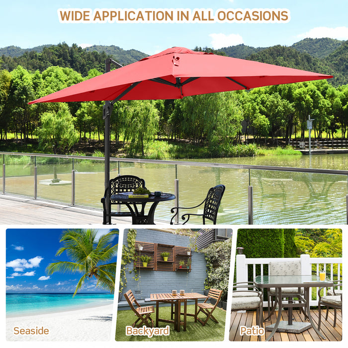 Costway 10x10 ft Patio Offset Cantilever Umbrella Aluminum 360° Rotation Tilt Orange