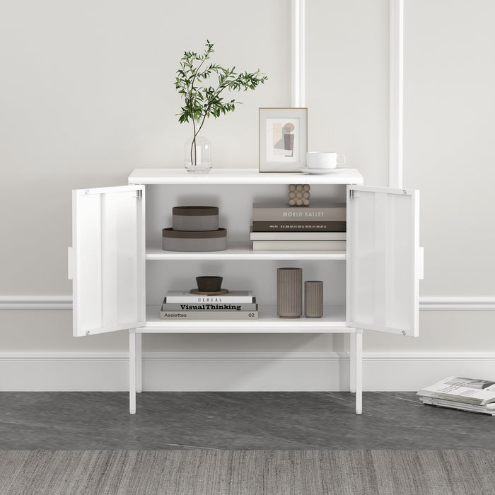 Ava Modern 24\" Metal Accent Cabinet in White