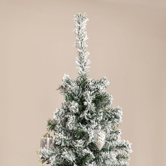 Homcom Snow Flocked Pencil Christmas Tree Slim Artificial Christmas Tree