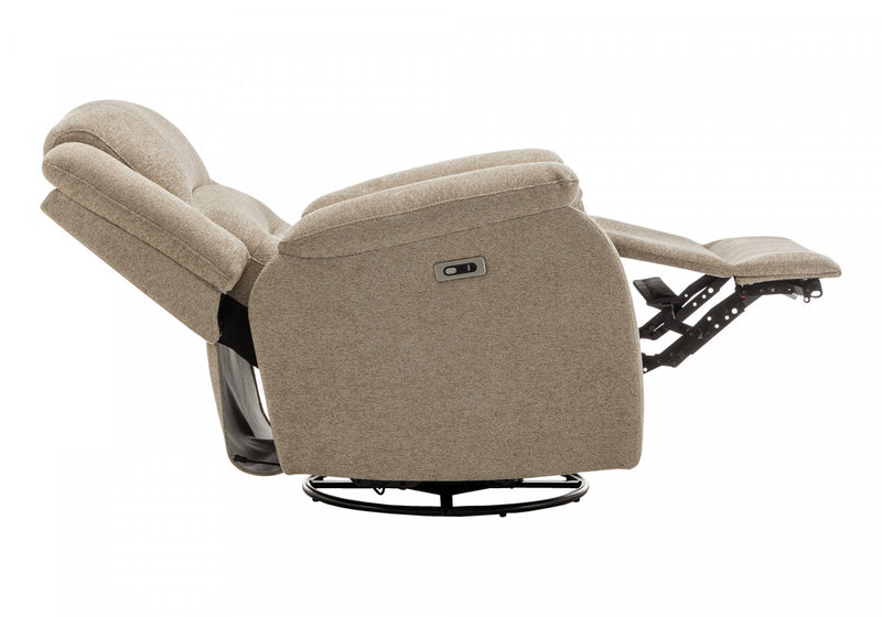 Large Upholstered Power Reclining Chair, Usb Ports Included, Beige Fabric, Transitional Recliner