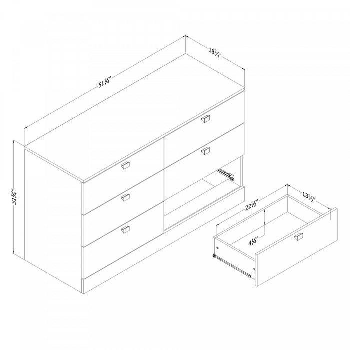 Spark 6-drawer Dresser - Pure White 