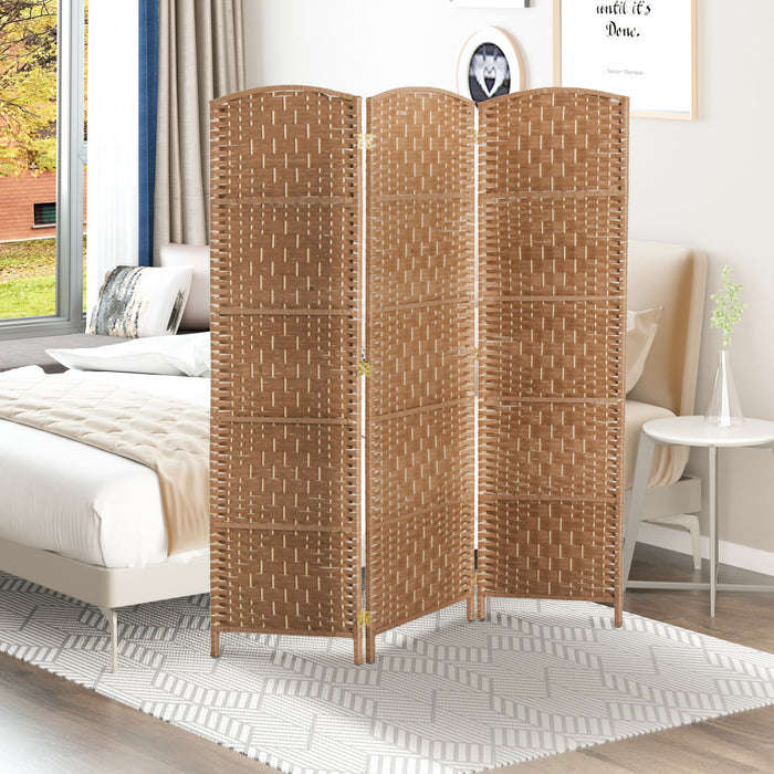 Homcom Double Hinged Woven Wicker Room Divider And Privacy Screens