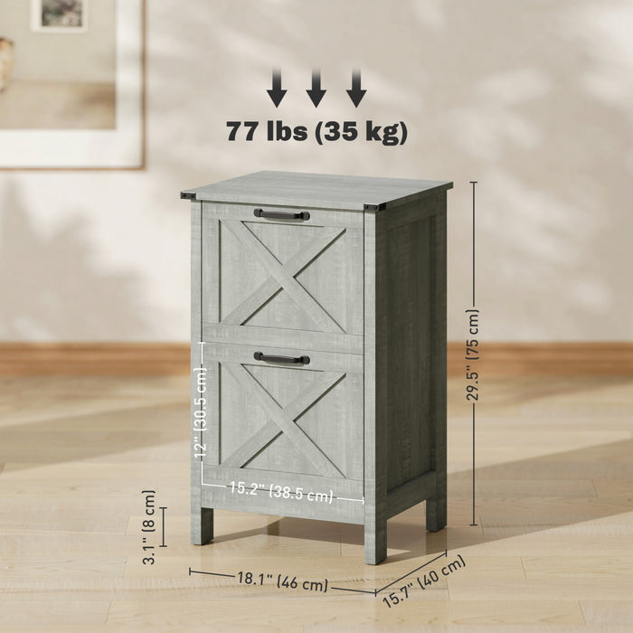 HOMCOM File Cabinet with 2 Drawers Filing Cabinet for A4 Letter, Stone Grey