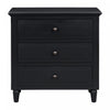 U_Style 28 Inch Painted Nightstand with 3 Smooth-Glide Drawers and Rubberwood Legs, Black | U_Style Table de Nuit Peinte 28 po avec 3 Tiroirs a Glissiere Douce et Pieds en Bois de Caoutchouc, Noir