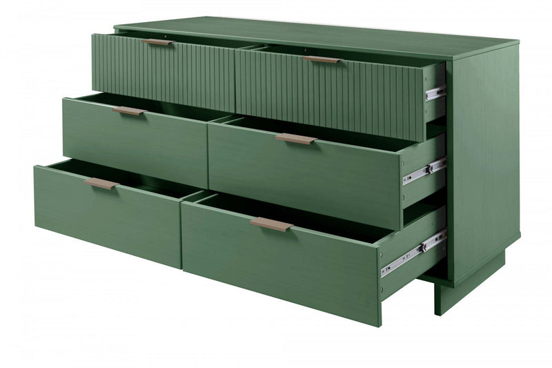 Granville Modern 55\" Dresser in Sage Green (6-Drawer)
