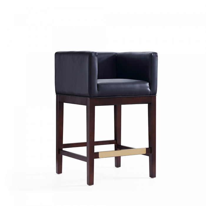 Kingsley Mid-Century Modern Wood Upholstered Counter Stool in Black - Set of 2