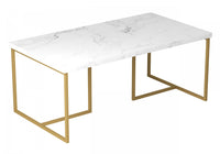 43” Coffee Table - Marble With Gold Metal 
