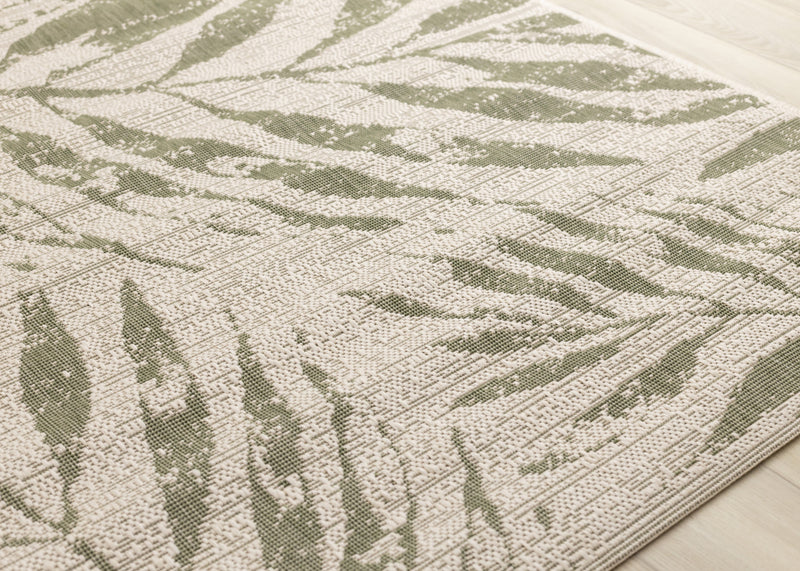 Jackson Taupe White Elegant Border Outdoor Rug, 7'10\" x 10'6\" Outdoor Area Rug