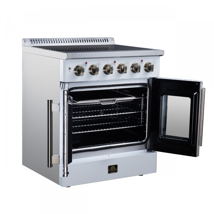 Galiano 30 Inch French Door Electric Range, 4 radiant burners, 4.32 cu.ft., White - FFSEL6917-30WHT