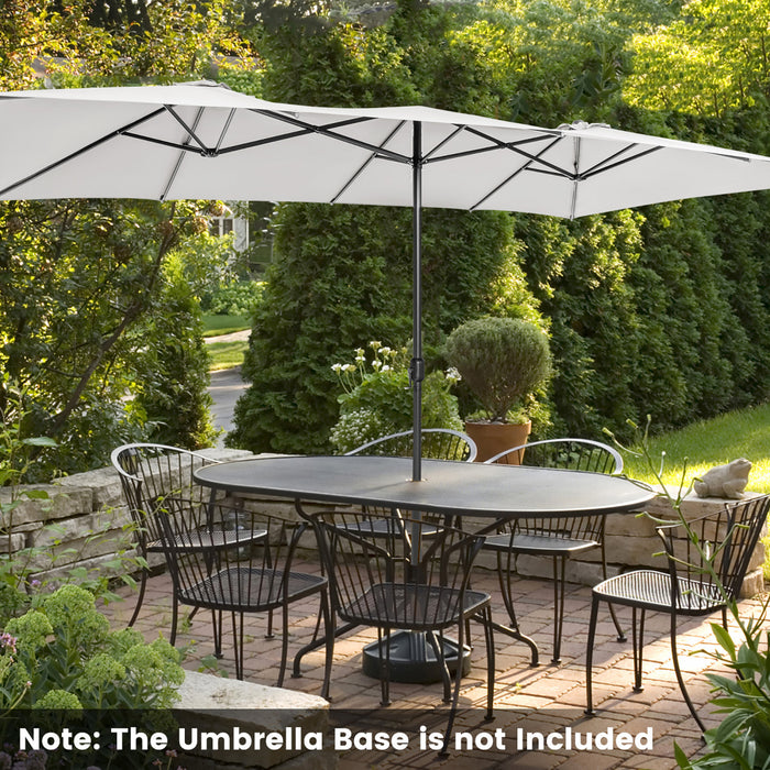 Costway 15FT Double-Sided Patio Market Umbrella Large Crank Handle Vented Outdoor Twin