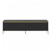 Croma 67 Inch Modern High-Gloss TV Stand with Cable Management and Gold Trim, Black | Croma Meuble TV Moderne Haute Brillance 67 po avec Gestion des Cables et Garniture Doree, Noir