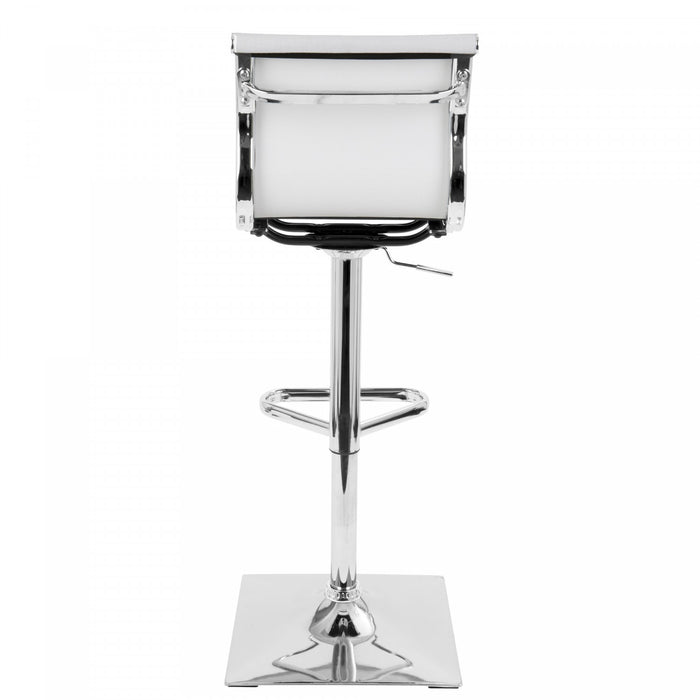 LumiSource Mirage Fabric Contemporary Adjustable Barstool with Swivel - White
