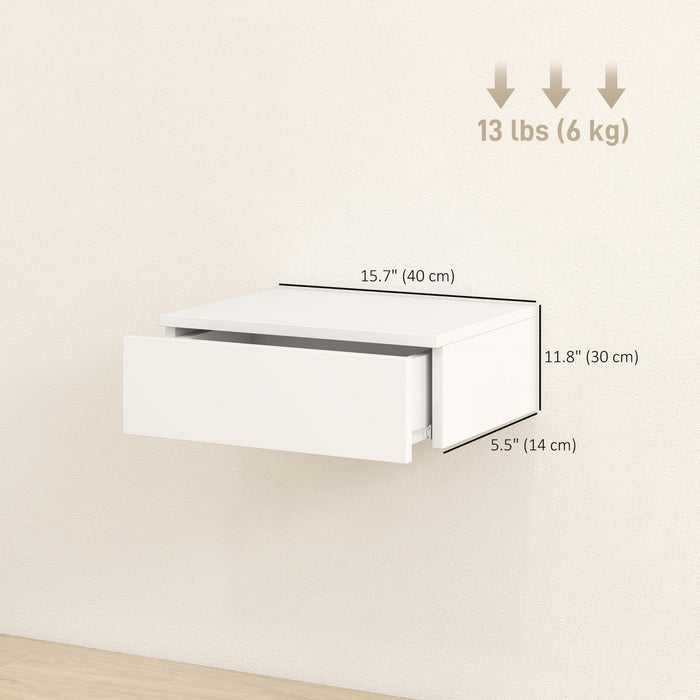HOMCOM Floating Nightstands Set of 2, Bedside Tables, White