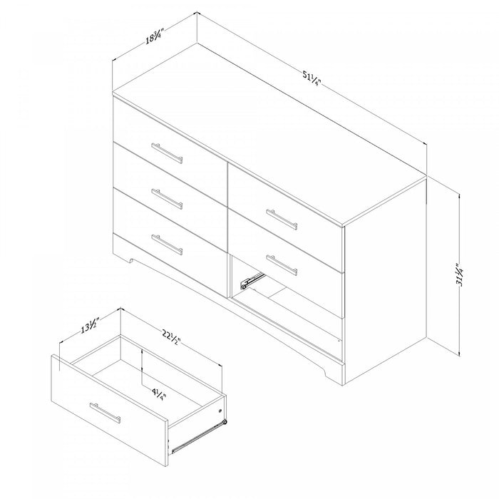 Gramercy 6-Drawer Dresser Pure Black - South Shore