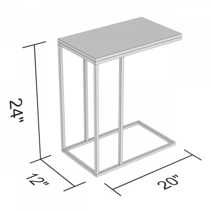 19” C-Shaped End Table With Metal Frame - Dark Taupe