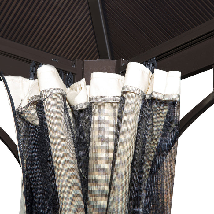 Outsunny 10' X 10' Hardtop Gazebo, Patio Gazebo Heavy Duty Sun Shade Shelter With Curtains, Aluminum Frame, Pc Board Roof