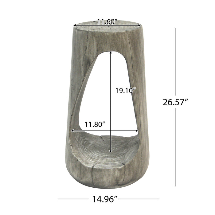 Brio 26.57\" Rustic Tree-Stump MGO Accent Table, Unique Wood Grain Indoor Side Table, Grey