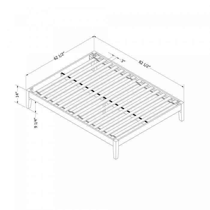 Vito Solid Wood Platform Bed - Pure Black 