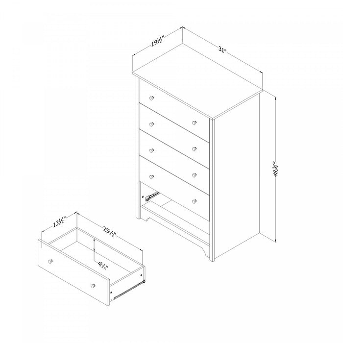 Vito 5-drawer Chest - Pure White 