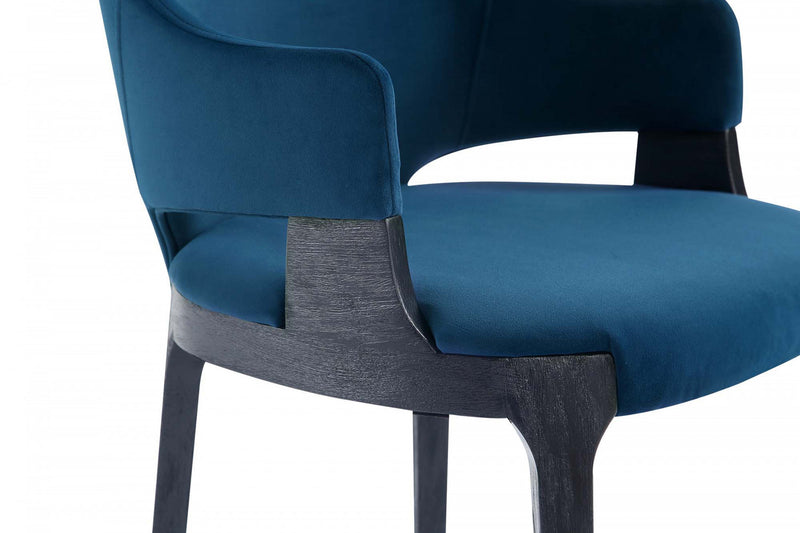 Kara Modern Wood Upholstered Dining Chair in Blue - Set of 2