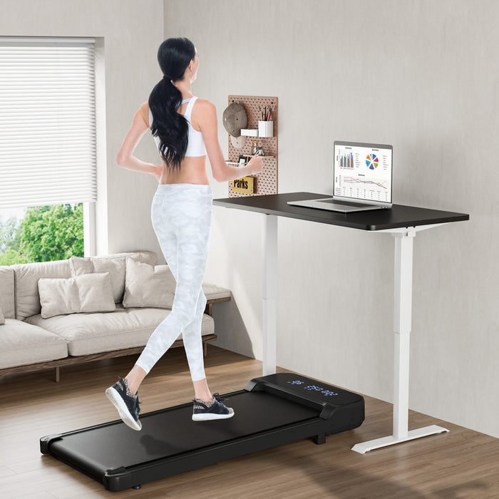 Goplus 2.5hp Under Desk Treadmill For Home And Office Remote Control Led Display Black