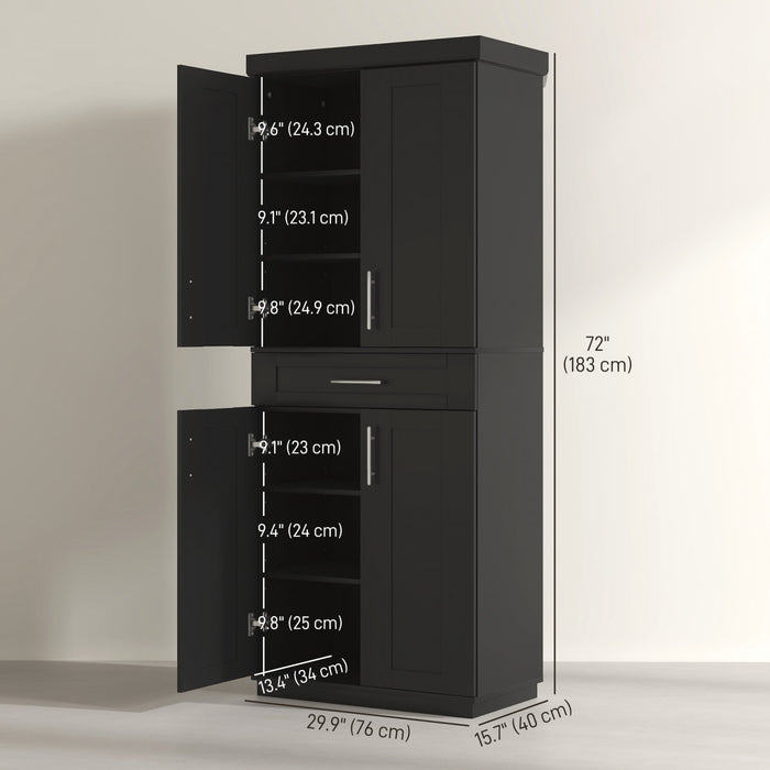 HOMCOM Modern Kitchen Pantry with Shelves, Black