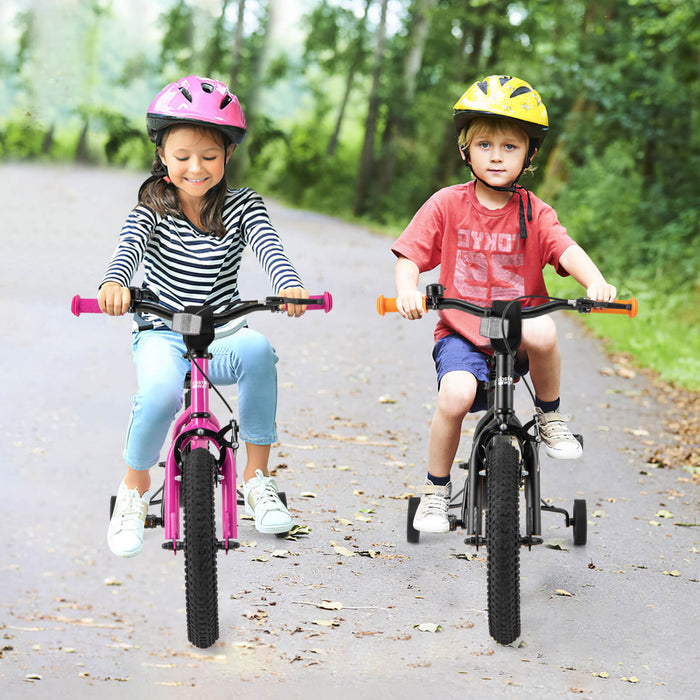 Costway 14-inch Kid's Bike For 3-5 Years Old With Adjustable Saddle & Anti-slip Handlebar Pink