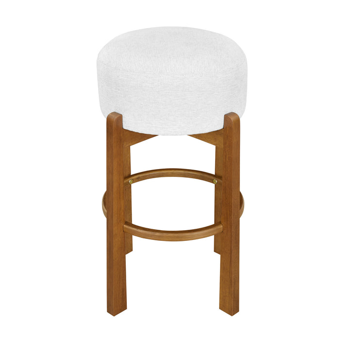 Vera Rubber Wood Bar Stool Set of 4 Indoor Seating with Round Ivory Cushion,Walnut