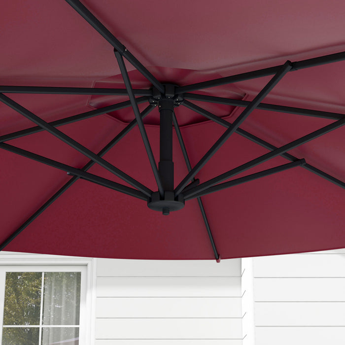 Outsunny 10ft Cantilever Patio Umbrella Offset Umbrella W/ Crank&tilt Red