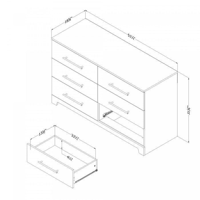 Barcelo 6-Drawer Dresser Nordik Oak - South Shore
