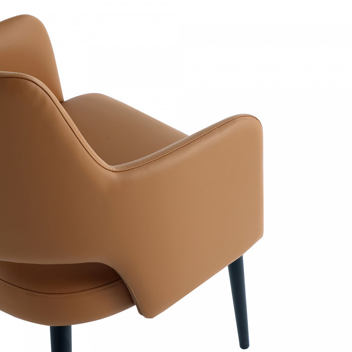 Tremont Modern Metal Vegan Leather Armchair in Saddle