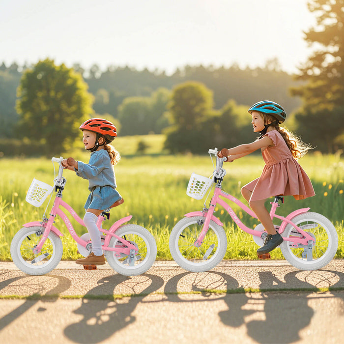 Costway 12\" Kid's Bike For 3-4 Years Old Children Bicycle With Front Handbrake Red