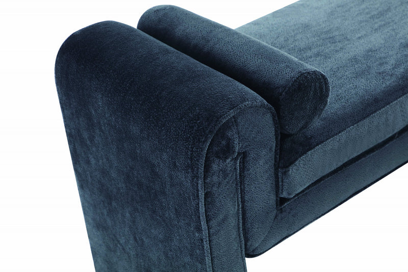 Concord Modern Glam Chenille Accent Bench in Black