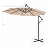 Costway 10FT Cantilever Solar Powered 32LED Lighted Patio Offset Umbrella Outdoor Beige