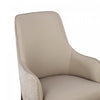 Belmont Contemporary Chenille and Faux Leather Wood Upholstered Armchair in Taupe | Fauteuil contemporain Belmont en chenille et similicuir avec structure en bois, rembourre, coloris taupe