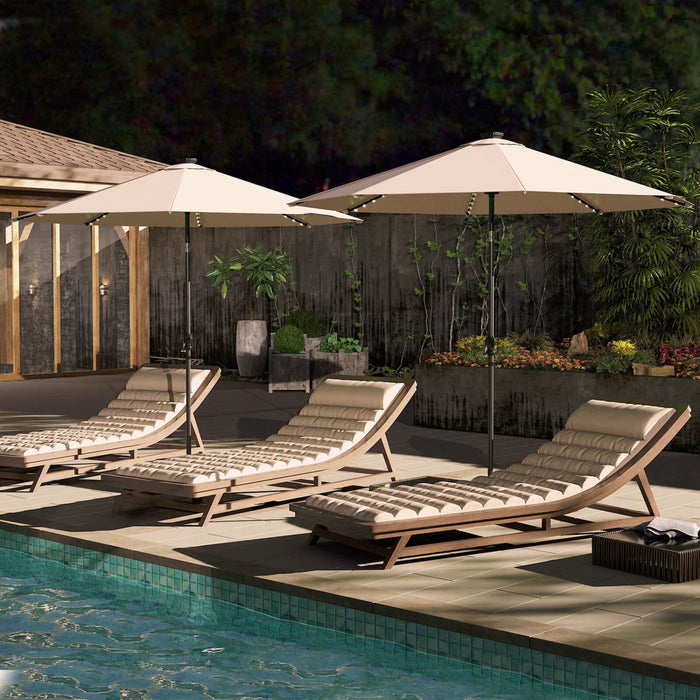 Costway 10 FT Solar Patio Umbrella with 96 LED Lights 35° Adjustable Tilt Vented Top Beige