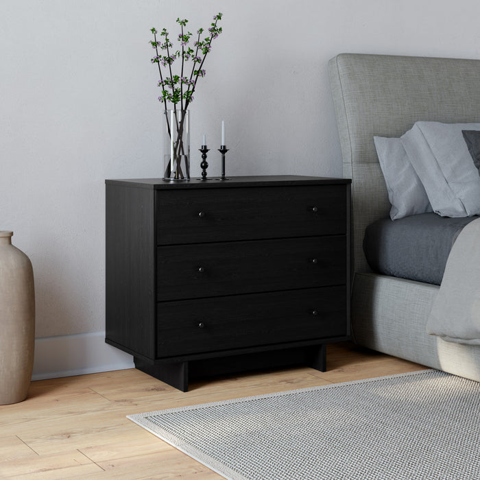 Prepac Finnley 3-Drawer Nightstand - Black Oak