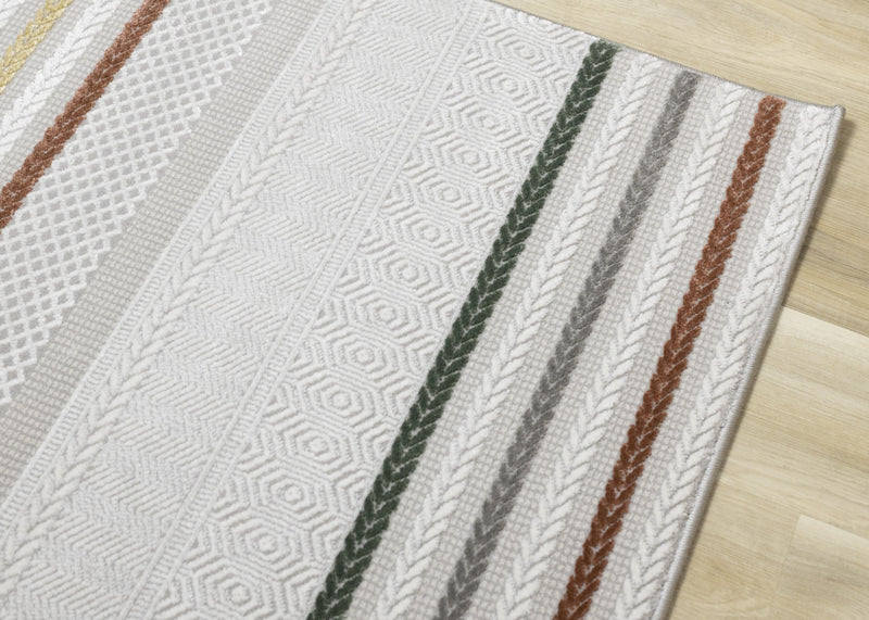 London Multi-Coloured Striped Area Rug - 7'10\" x 10'6\"