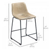 HOMCOM Bar Stools Set of 2, Counter Height Barstools with Back, Beige