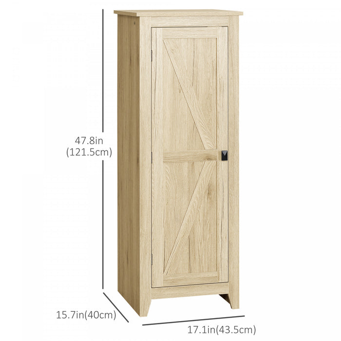 HOMCOM 48\" Kitchen Pantry, Storage Cabinet with Barn Door, Natural