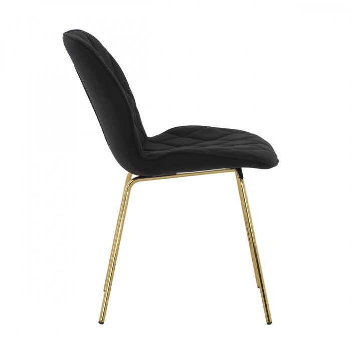 Brynlee Black Tufted Accent Chair with Gold Legs (Set of 2)