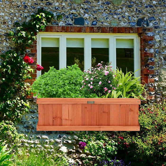 Costway 28 Inch Wooden Flower Planter Box Garden Yard Decorative Window Box Rectangular