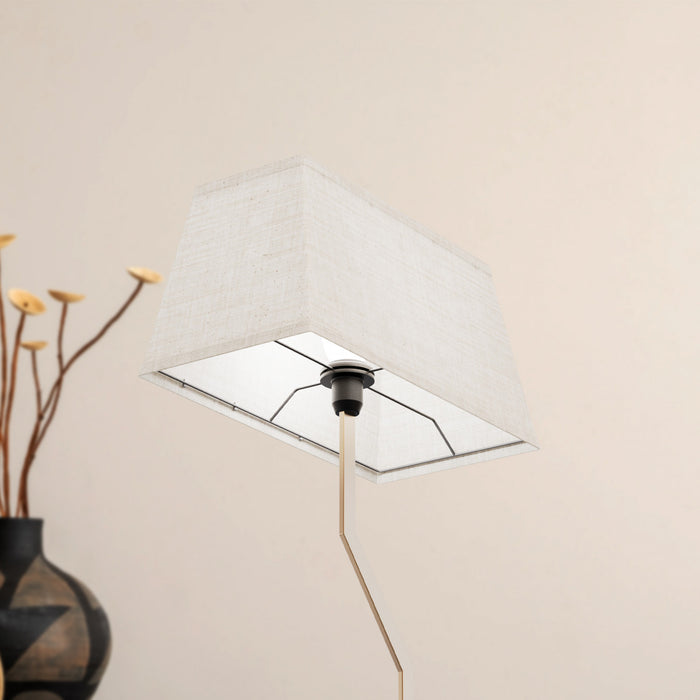 25\" Gold Angled Brass Table Lamp with Textured Shade