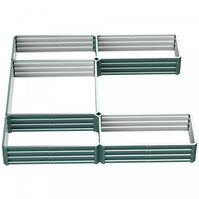 Outsunny 8×8×1ft Raised Garden Bed Kit，5 Pcs Outdoor Metal Planter Box For Vegetables, Flowers, Herbs，green